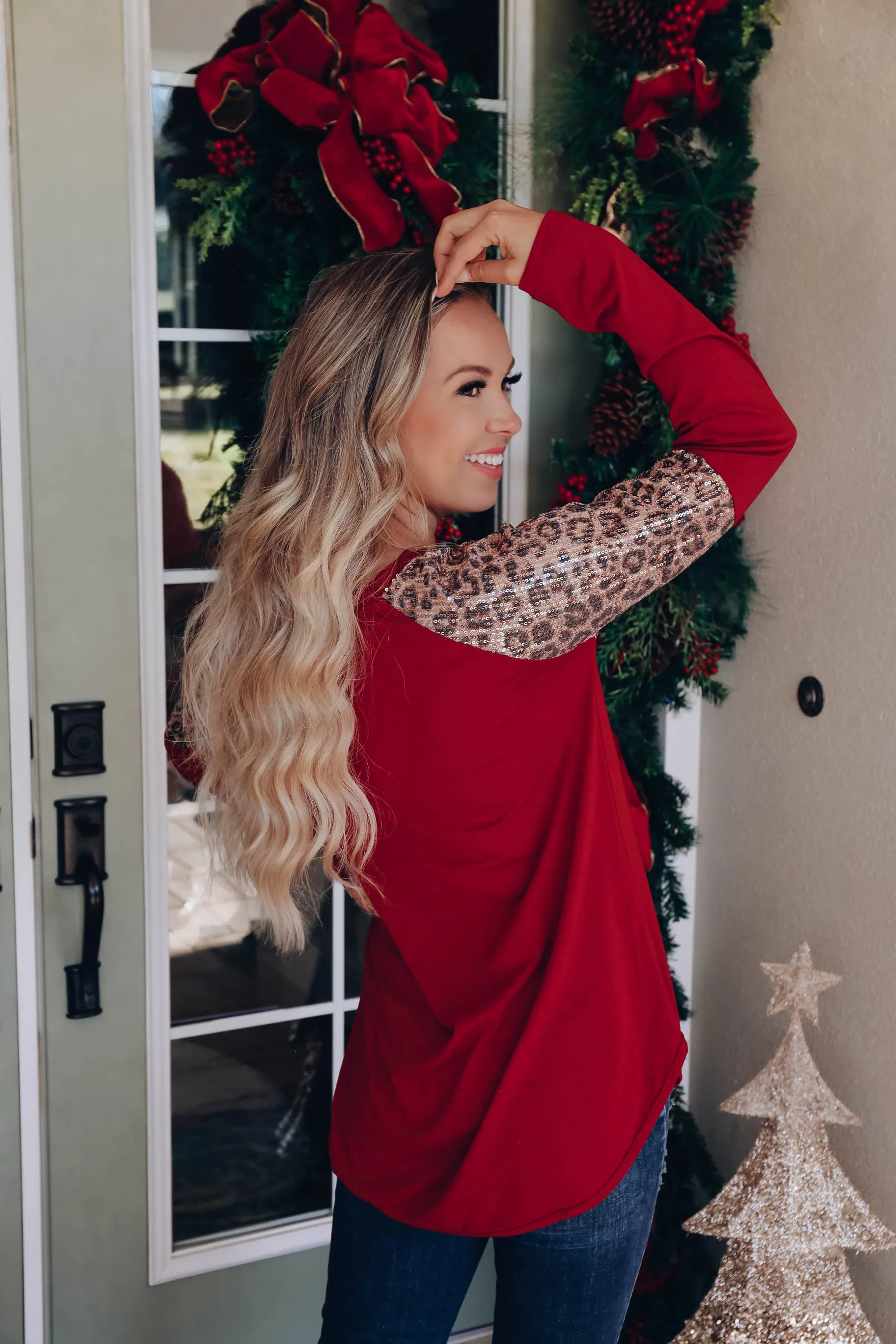 All That Shimmers Raglan Sleeve Top - Wine