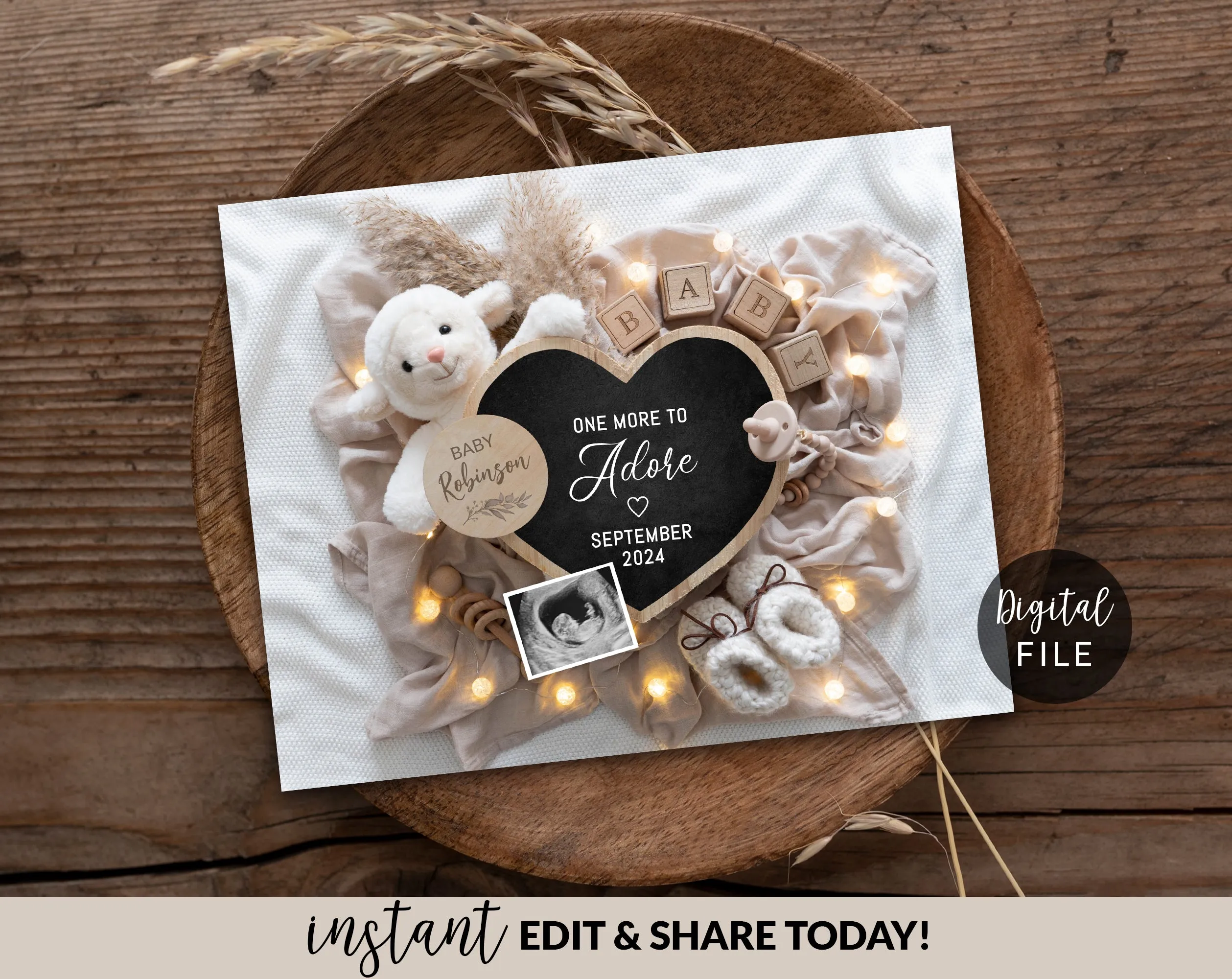 Christmas Digital Baby Announcement - Little Bear